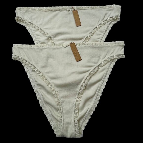 SKIMS Lace Pointelle Cheeky Brief Lot of 2 Bone Womens 3X - Picture 1 of 10
